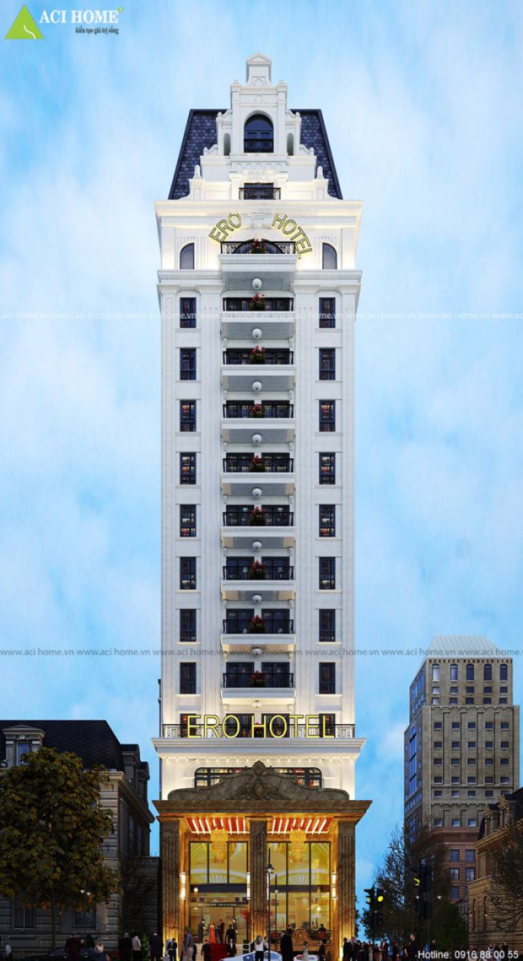Thiết kế khách sạn kiểu Pháp 18 tầng,3 sao sang trọng tại Hà Nội - View 2