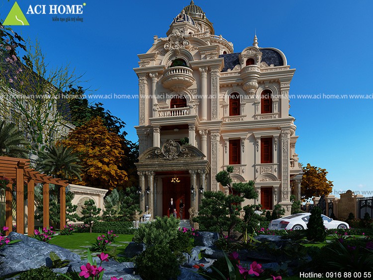 Thiết kế biệt thự kiểu Pháp-4,5 tầng - tại Nam Định - Cực đẹp và bề thế - View 4