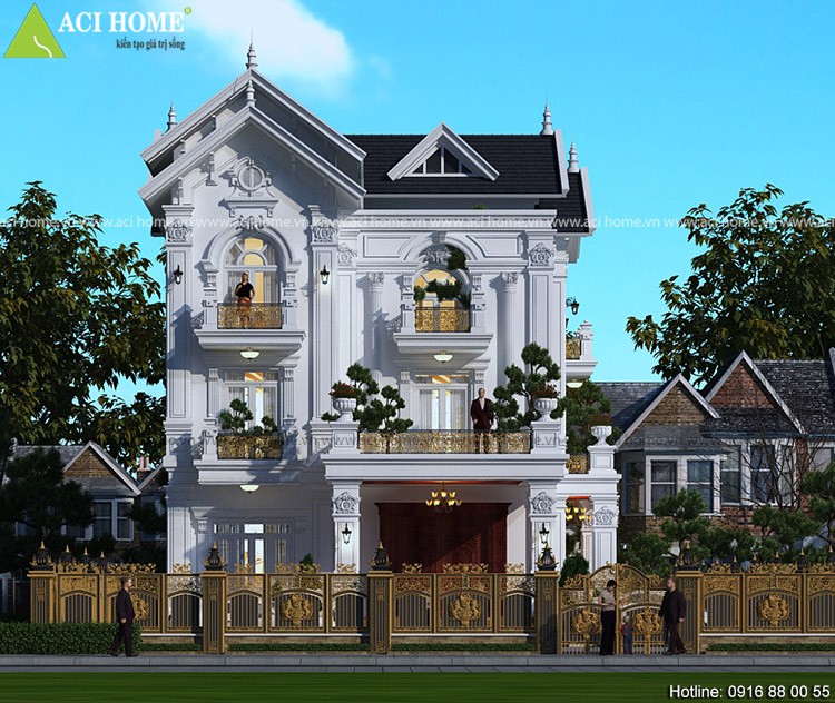 Thiết kế biệt thự cổ điển hoàn mỹ từng góc cạnh tại Thái Bình