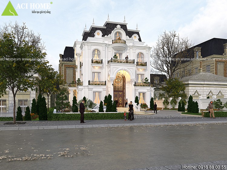 Thiết kế biệt thự kiểu Pháp sang trọng 3,5 tầng - Khang trang diễm lệ tại Sơn La - Ảnh khuôn viên