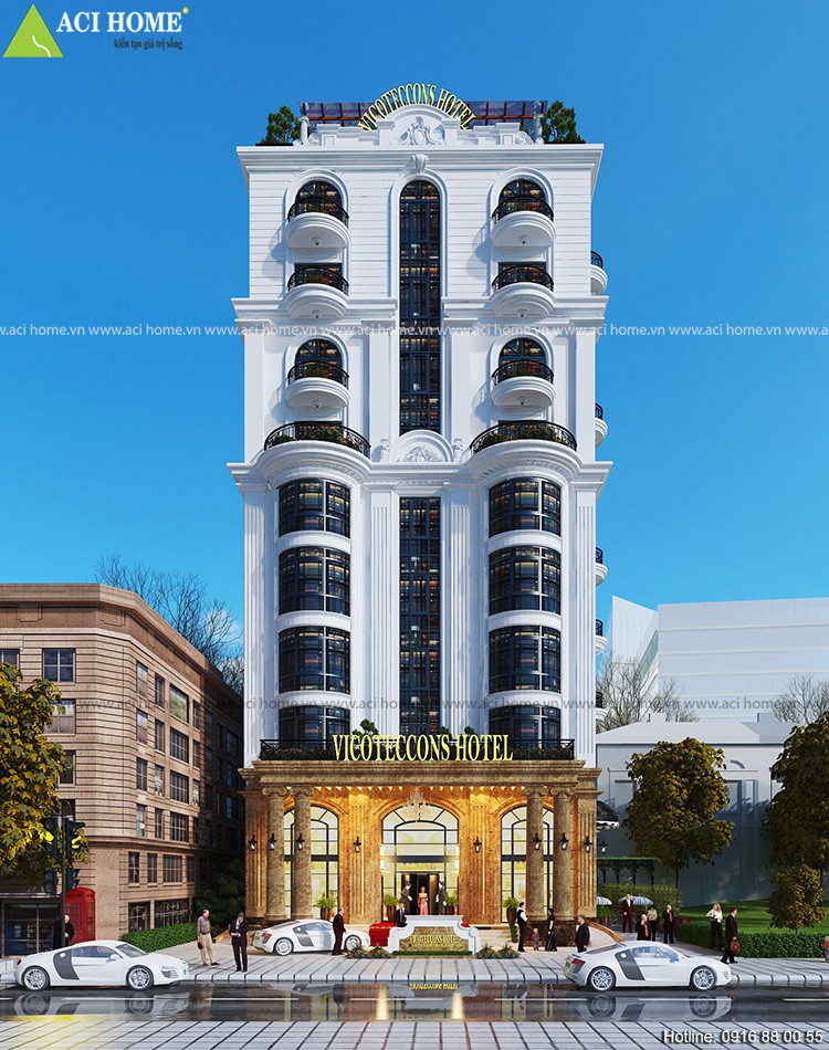 Thiết kế khách sạn cổ điển 10 tầng - 3 sao  đẹp ngút ngàn khiến ai nhìn cũng thích mê - Công trình nghỉ dưỡng hàng đầu tại Hải Tiến