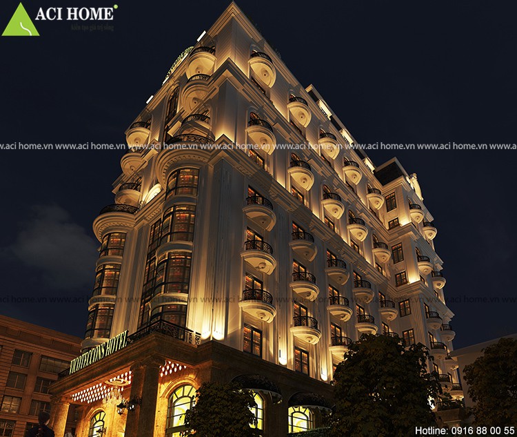 Thiết kế khách sạn cổ điển 3 sao tại Hải Tiến - Vẻ đẹp vạn người mê - Không gian ban đêm