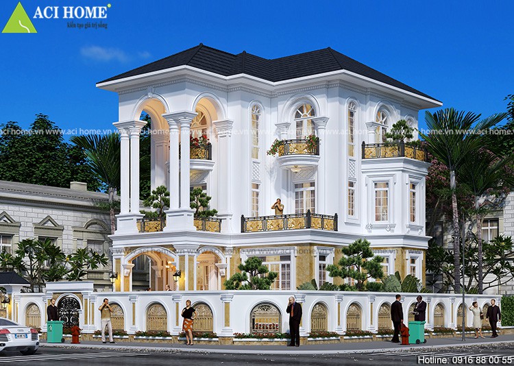 Thiết kế biệt thự kiểu Pháp 3,5 tầng tại Lạng Sơn với không gian sống đẳng cấp - 2