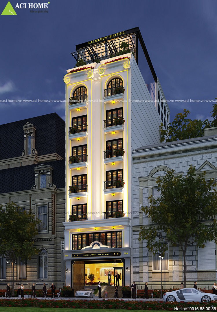 Thiết kế khách sạn kiểu Pháp 3 sao -mặt tiền 10 m tại Sài Gòn(Q1) - dấu ấn nổi bật - ảnh 1