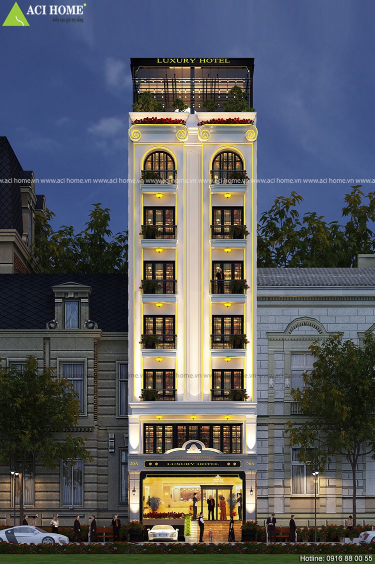 Thiết kế khách sạn kiểu Pháp 3 sao -mặt tiền 10 m tại Sài Gòn(Q1) - kiến trúc sang trọng - ảnh 3