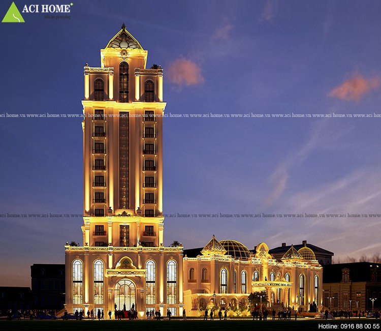 Thiết kế khách sạn kiểu Pháp - Kiến trúc Hoa An Hotel tại biển Mũi Né-Phan Thiết - Quy mô 4 sao - 14 tầng - kết hợp nhà hàng,tiệc cưới - View 3