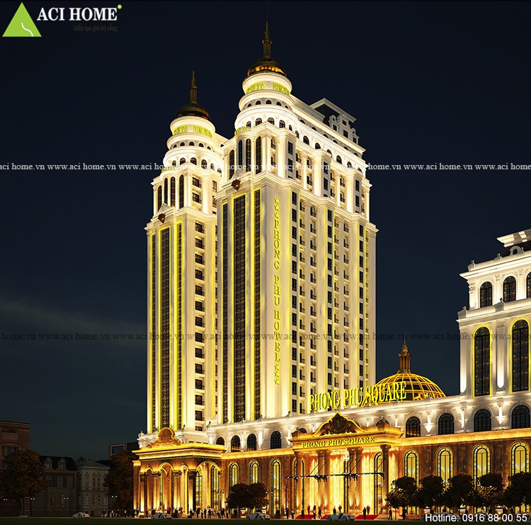 Thiết kế khách sạn kiểu Pháp 5 sao - Tổ hợp nghỉ dưỡng và trung tâm thương mại đẳng cấp tại Móng Cái - Phong Phu Hotel - Hình ảnh phân khu khách sạn sang trọng