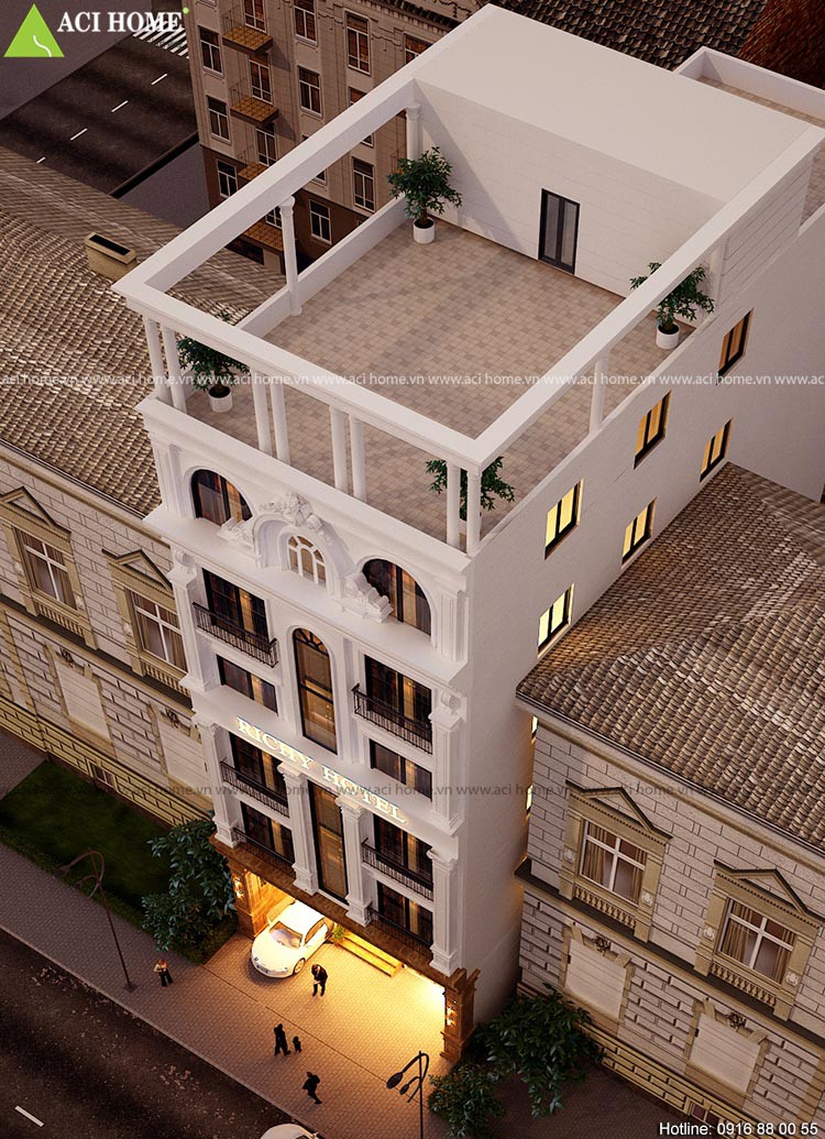 Thiết kế khách sạn cổ điển 8m mặt tiền-3 sao - 7 tầng sang trọng tại Tp Pleiku - ảnh 2