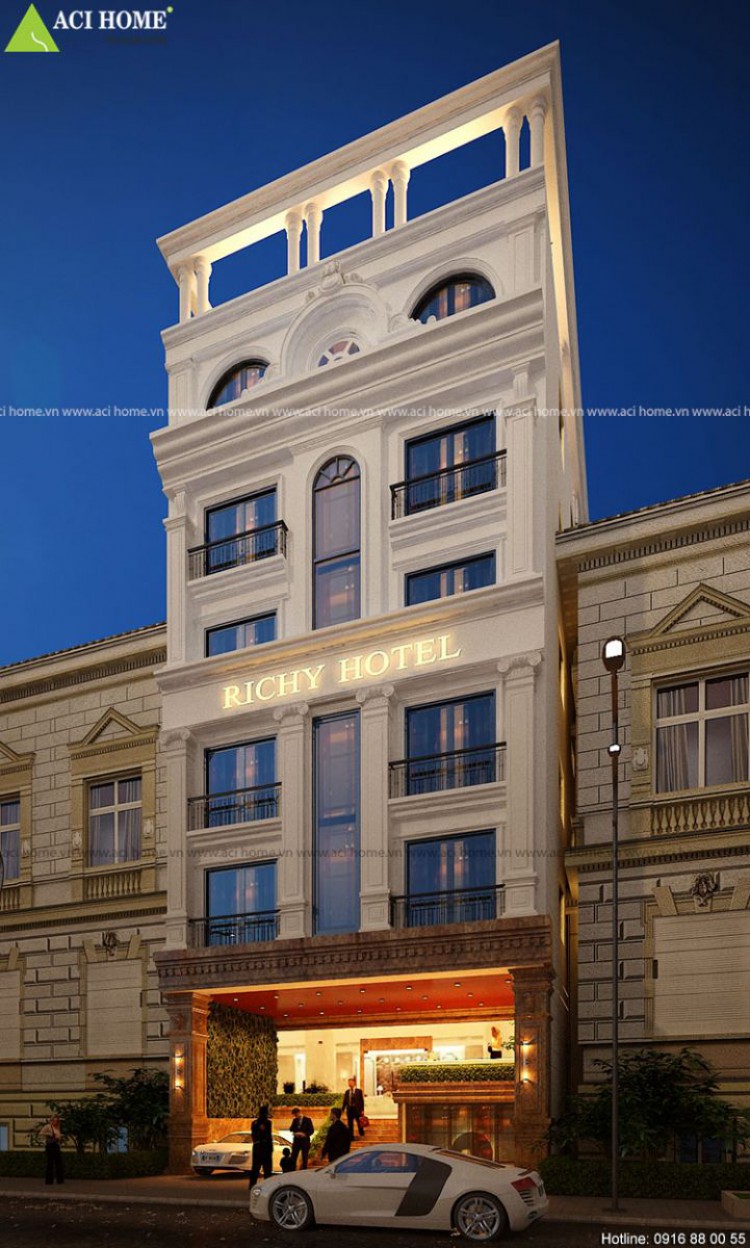 Thiết kế khách sạn cổ điển 8m mặt tiền-3 sao - 7 tầng sang trọng tại Tp Pleiku - ảnh 5