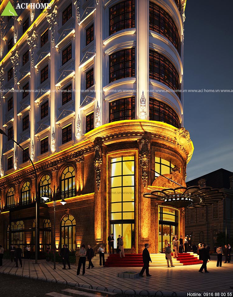 Thiết kế khách sạn kiểu Pháp & Trung tâm thương mại 4 sao tại Tp Đà Năng - Công trình 11,5 tầng sang trọng - Mặt tiền kiến trúc