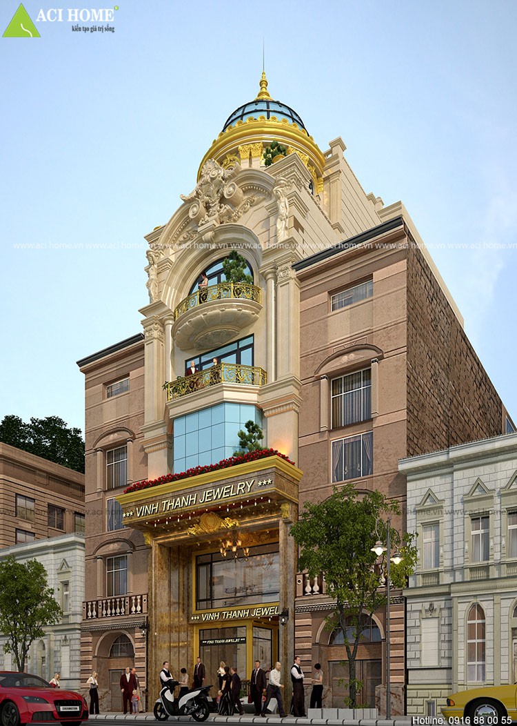 Thiết kế nhà ở kết hợp kinh doanh trang sức tại Lào Cai - Công trình 4,5 tầng cổ điển Pháp - View 6