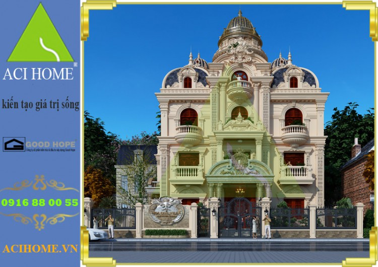 Thiết kế biệt thự cổ điển tại Tp Nam Đinh | 4,5 tầng | 289 m2/1 sàn | Đẹp tựa lâu đài Hoàng Gia - View 2