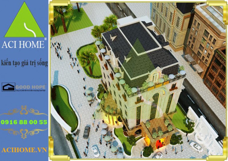 Thiết kế khách sạn cổ điển tại Tp Bắc Ninh | 3 sao | 7 tầng | sang trọng + bề thế | View 4