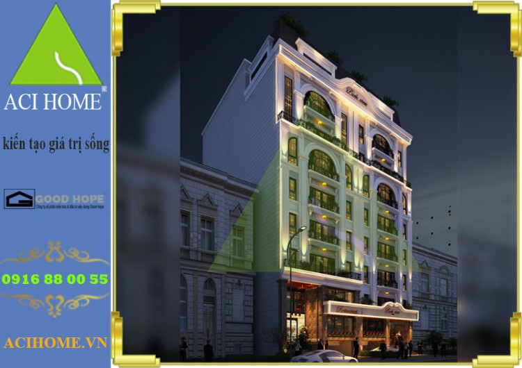 Thiết kế khách sạn cổ điển song lập 9 tầng đẳng cấp 3 sao trên phố Ngụy Như Kon Tom_Thanh Xuân_Hà Nội - View 1