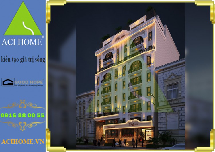 Thiết kế khách sạn cổ điển song lập 9 tầng đẳng cấp 3 sao trên phố Ngụy Như Kon Tom_Thanh Xuân_Hà Nội - View 3