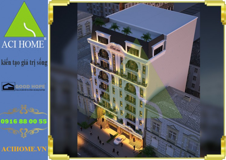 Thiết kế khách sạn cổ điển song lập 9 tầng đẳng cấp 3 sao trên phố Ngụy Như Kon Tom_Thanh Xuân_Hà Nội - View 6