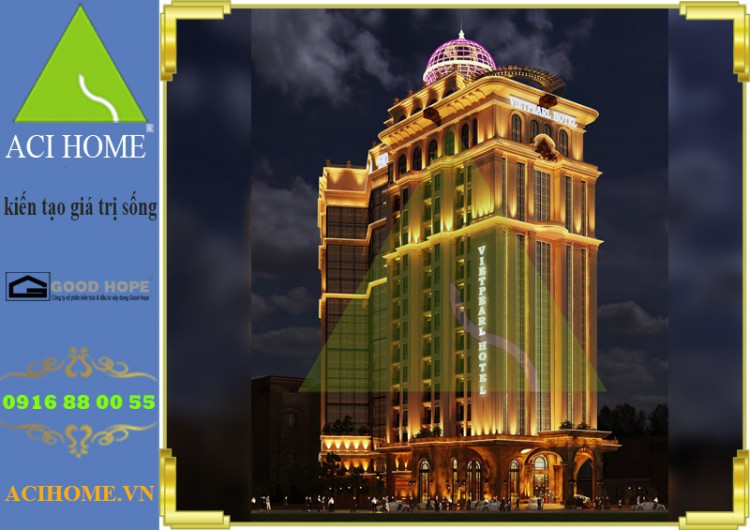 Thiết kế khách sạn cổ điển 4 sao cao 17 tầng bề thế làm chói lóa bãi Gành Hào_Vũng Tàu - Góc view tổng quan