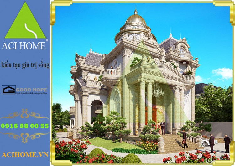Thiết kế biệt thự cổ điển 3 tầng tại Lạng Sơn - Vẻ đẹp lâu đài sang trọng bề thế - Ảnh tổng thể